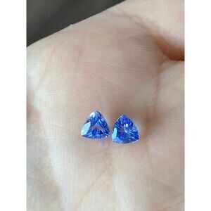 2pcs 4mm trillion cut natural tanzanite loose stone